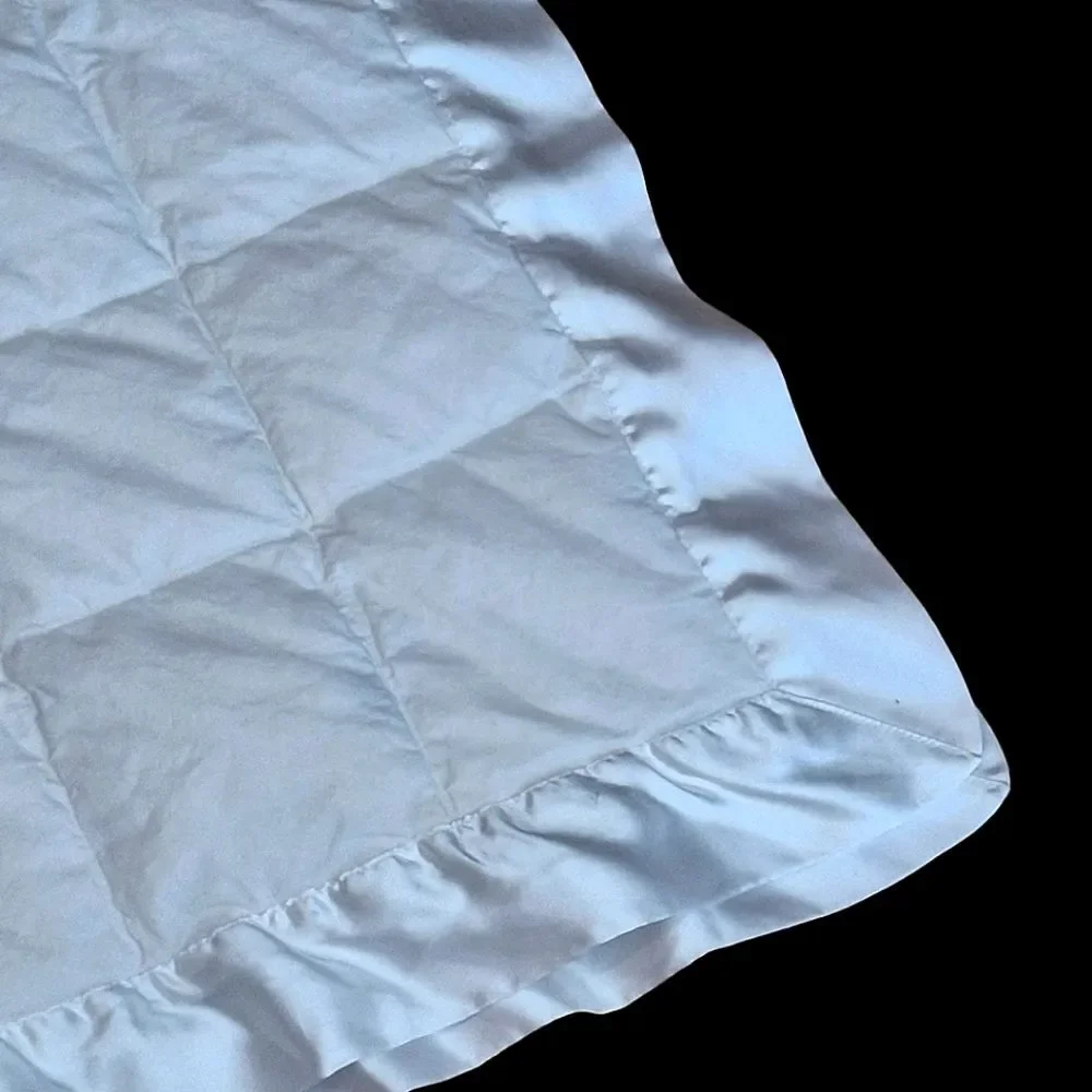 Charter Club White Cotton Lightweight Box 75% Down Fill Satin Trim Queen Blanket